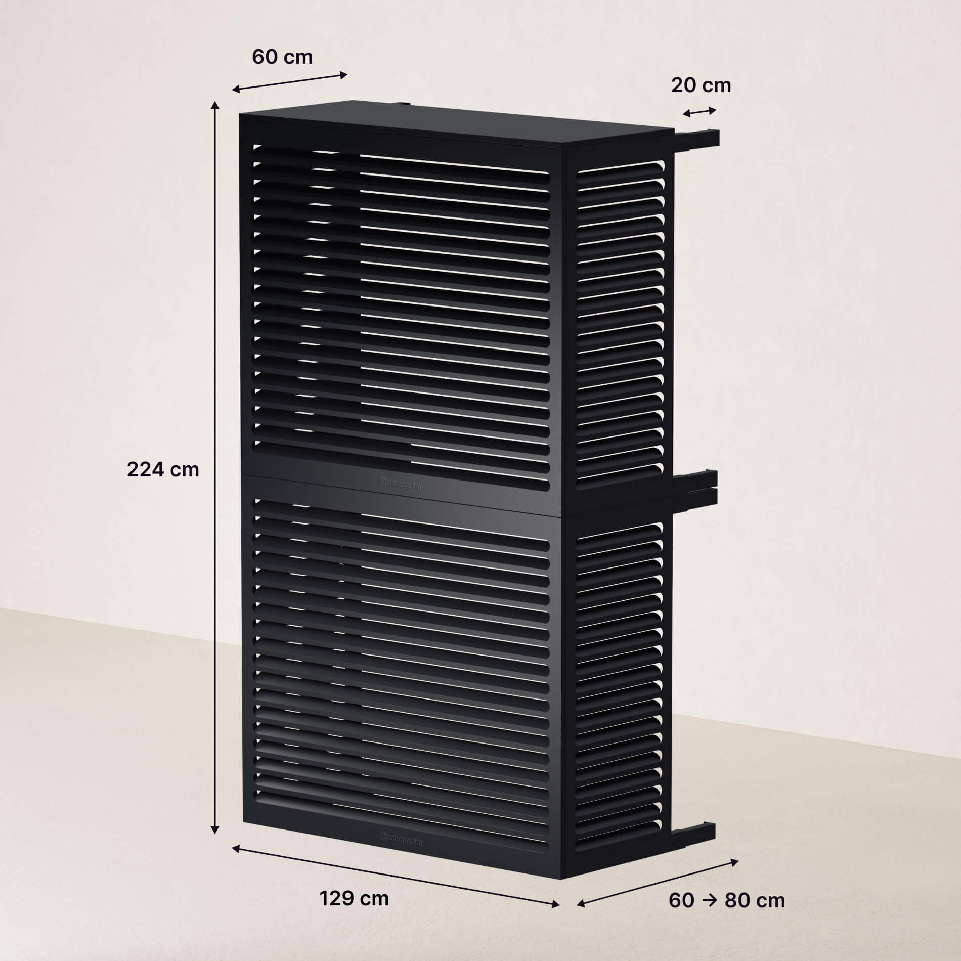 Schéma technique du cache clim double Cabanaclim taille XL – vue extérieur