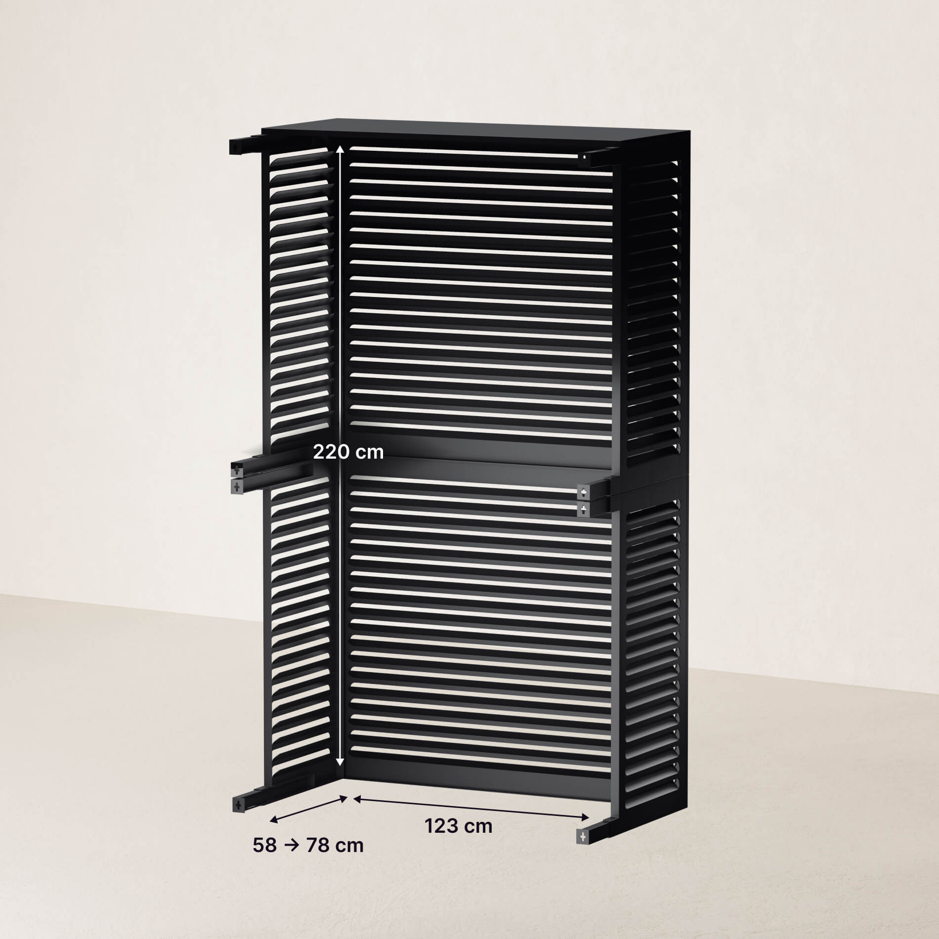 Schéma technique du cache clim double Cabanaclim taille XS – vue intérieur