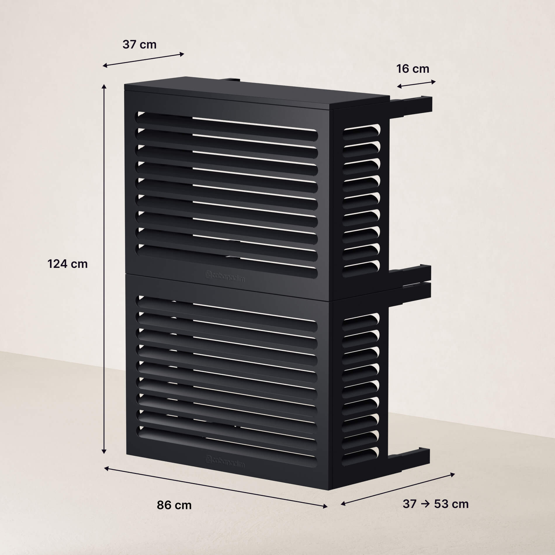 Schéma technique du cache clim double Cabanaclim taille XS – vue extérieur